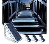 TOTHDATE 4PCS Solar Step Lights Cool White Light, 13 LEDs Solar Stair Light Outdoor Pathway Light IP67 Waterproof for Ground Front Porch Decor Yard Garden Walkways