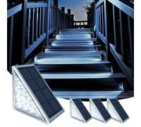 TOTHDATE 4PCS Solar Step Lights Cool White Light, 13LEDS Solar Stair Lighting Outdoor Pathway Light IP67 Waterproof for Ground Front Porch Decor Yard Garden Walkways
