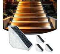 TOTHDATE 4PCS Solar Step Lights Warmwhite & Coolwhite Light, 14LEDS Solar Stair Lighting Outdoor Pathway Light IP67 Waterproof for Ground Front Porch Decor Yard Garden Walkways