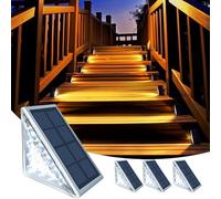 TOTHDATE 4PCS Solar Step Lights Warmwhite Light, 13 LEDs Solar Stair Light Outdoor Pathway Light IP67 Waterproof for Ground Front Porch Decor Yard Garden Walkways