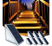 TOTHDATE 8PCS Solar Step Lights Warmwhite Light, 13LEDS Solar Stair Lighting Outdoor Pathway Light IP67 Waterproof for Ground Front Porch Decor Yard Garden Walkways