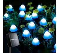 TOTHDATE Mini Mushroom Stake Solar Lights Blue Light, 5M 20LEDS Mushroom Solar Pathway Lighting 8 Lighting Modes IP44 Waterproof for Outdoor Garden Yard Lawns