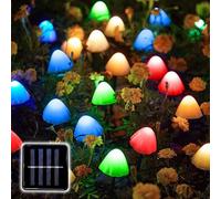 TOTHDATE Mini Mushroom Stake Solar Lights RGBW Light, 5M 20LEDS Mushroom Solar Pathway Lighting 8 Lighting Modes IP44 Waterproof for Outdoor Garden Yard Lawns
