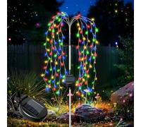 TOTHDATE Outdoor Solar Willow Tree Lights, RGBY Light 200 LED Firework Stake Lights, 8 Modes, IP55 Waterproof Fairy Solar Lights for Garden Yard Party Decor