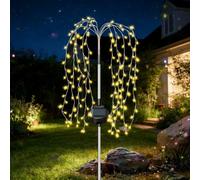 TOTHDATE Outdoor Solar Willow Tree Lights, Warm White Light 200 LED Firework Stake Lights, 8 Modes, IP55 Waterproof Fairy Solar Lights for Garden Yard Party Decor