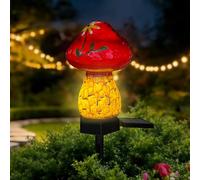 TOTHDATE Red Mini Mushroom Solar Stake Light, Warmwhite Light Solar Pathway Light IP44 Waterproof for Garden Outdoor Decoration
