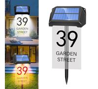 TOTHDATE Solar LED House Numbers Plaques, 3 Colors Light Up Numbers 1200mAh IP65 Waterproof Address Plaque for Wall Ground