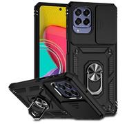 Tothedu Case for Galaxy M53 5G Case, Samsung M53 SM-M536B Case with Slide Camera Cover, Built-in 360° Rotate Ring Kickstand Magnetic Shockproof Phone Cover for Samsung Galaxy M53 5G Black