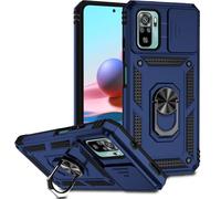 Tothedu Case for Redmi Note 10/Redmi Note 10S/Redmi Note 11SE/Poco M5S Case with Slide Camera Cover, Built-in 360° Rotate Ring Kickstand Magnetic Shockproof Phone Cover for Xiaomi Redmi Note 10S Blue