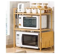 TOTIKI Microwave Stand Microwave Storage Shelf Countertop With Hooks Stand Oven Rack Spice Jar Dish Storage(B)