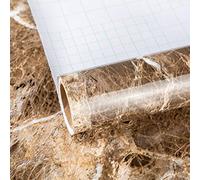 TOTIO 16x354inch Marble Wallpaper Self Adhesive Brown Kitchen Countertop Granite Paper Bathroom Toilet Tile Stickers Waterproof Sticky Back Plastic Vinyl Furniture Stickers Decoration Film