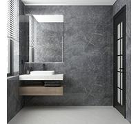 TOTIO 48x157in Grey Marble Vinyl Wrap Light Gray Granite Effect Vinyl Self Adhesive Wallpaper Glossy Thicken Countertop Contact Paper Peel and Stick Waterproof Oil-Proof Kitchen Worktop Covering