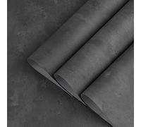 TOTIO 48x354in Extra Wide Dark Grey Concrete Effect Vinyl Self Adhesive Wallpaper Cement Vinyl Wrap Gray Sticky Back Plastic Matte Thick Waterproof Wall Stickers for Apartment Office Industrial Style