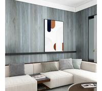 TOTIO 48x78inch Extra Wide Blue Wood Grain Peel and Stick Wallpaper - Peacock Blue Contact Paper Bubble-Free Matte Thicken Wood Effect Furniture Sticker Waterproof Self Adhesive Wall Sticker