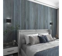TOTIO Blue Wood Effect Vinyl Self Adhesive Wallpaper Woodgrain Vinyl Wrap Peacock Blue Wood Look Sticky Back Plastic Roll 16x354inch Air Guide Slot Design Matte Thickened Waterproof Furniture Sticker