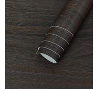 TOTIO Self-Adhesive Wallpaper with Dark Brown Walnut Grain Wood Look Peel and Stick Waterproof and Bubble-Free Adhesive 16x354inch Vinyl Film Thickened for Furniture Bedroom Kitchen Wall