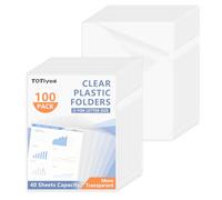 TOTiyea 100 Pack Clear Folder, Plastic L-Type Folders, Clear Copy Safe Project Pocket, Fits Letter Size 8.5x11 Paper, Transparent