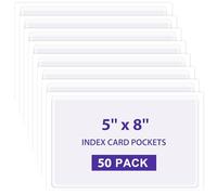 TOTiyea 50 Pack Clear Adhesive Pockets for Index Card Sleeves and Planners, Top Loading,Plastic Label Holder for Note Cards (5x8 in)