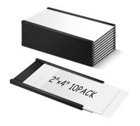 TOTiyea C Channel Magnetic Label Holders 2" x 4", 10 Pack with Paper Inserts and Clear Plastic Protectors, Magnetic Data Card Holders for Metal Shelves, Racks, File Cabinets and Warehouse Bins