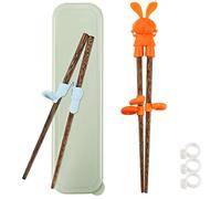 TOTKEN 2 Pairs Training Chopsticks, Learning Wood Chopsticks for Kid Beginners Right or Left Hand with Portable Box