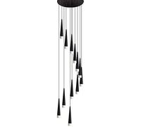 TOTLAC 12-Light Chandelier 5W Long Chandelier Simple Shimmering Lamp for Rotating Stair Restaurant Bar Hallway Black Living Room pendant lights