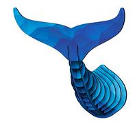 TOTLAC 3D Wooden Whale Tail Wall Decor, Whale Tail Wall Art, Blue Wooden Puzzle Wall Sculpture, Bar Cafe Wall Hanging Decoration