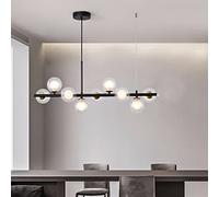 TOTLAC Black 9 Heads LED Chandelier Ceiling Hanging Lights Glass Shade Magic Bean Pendant Light, G9 LED Bulb, Height Adjustable, For Dining Room Living Room Aisle With Light Source