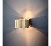 TOTLAC Brushed Gold Up Down Wall Sconce Fixture Indoor Modern Wall Light E27 Cylinder Ring Wall Mount Lamp Hallway Wall Lighting for Stairway Bedroom Bedside Movie Theater Porch Entrance