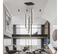 TOTLAC Chandelier LED Stair Light Modern Villa Large Hanging Lighting Aluminum Frame Ceiling Light with Remote Control High Ceiling Pendant Light Suitable for Living Room Hotel Room Resta