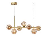 TOTLAC Dining Room Multi Head Pendant Light Amber Glass Shade Magic Bean Chandelier Pendant Light, G9 LED Bulb, Height Adjustable, For Dining Room Living Room Aisle With Light Source