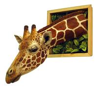 TOTLAC Giraffe Head Sculpture Wall Decor, 3D Wall Mounted Giraffe Bust, Wall-Broken Bursting Giraffe Wall Hanging Art, Life-Like Wildlife Animal Home Decoration