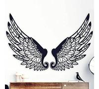 TOTLAC Large Metal Angel Wings Wall Art Decor, Black Modern Angel Wings Wall Sculpture, High End 3D Angel Wings Wall Hanging for Home Bedroom Living Room Garden Office,32x88cm