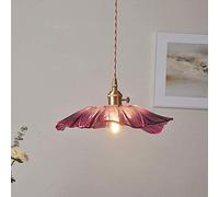 TOTLAC Lotus Leaf Glass Chandelier Brass Lamp Holder Retro Dining Table Pendant Lights Flower Type Glass Lampshade Lighting E27 Ceiling Light Kitchen Rural Area Restaurant Living Room Hanging Lights
