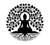 Tree of Life Buddha Metal Wall Art, Black Buddha Mandala Meditation Yoga Altar Buda Indoor Zen Home Decor, Tree of Life Outdoor Garden Patio Hanging 3d Sign Laser Cut Décor,50cm