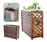 TOTLAC Wooden Air Conditioner Fence Screen, Wooden Air Conditioning Cover, Outdoor Plant Display Rack, Flower Stand Louvered, Top Deepened Planter For Outside Units/Hide Air Con (Size : 103x44x93cm)
