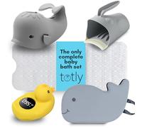 Totly 5 Pcs Baby Bath Essentials Set - Bath Thermometer, Baby Bath Mat, Bath Spout Cover, Bath Rinse Cup, Bath Kneeler - Baby Bath Accessories
