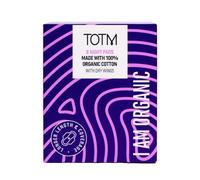 TOTM 100% Organic Cotton Night Pads with Triple-Layer Protection - Pack of 8 Breathable Period Care with Secure Wings & Waterproof Backing | Sanitary Towels for Overnight Protection