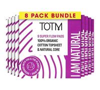 TOTM Natural Pads with Organic Cotton & Renewable Woodpulp | Super - Pack of 72 | Breathable Period Care with Secure Wings & Compostable Wrappers | Eco-Conscious & Gentle Sanitary Towels