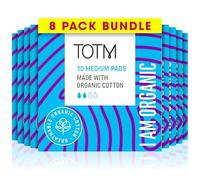 TOTM Organic Cotton Sanitary Pads with Triple-Layer Protection | Medium Flow Pack of 80 | Breathable Period Care with Secure Wings & Waterproof Backing Biodegradable Sanitary Towels for Day & Night