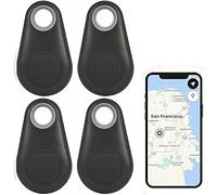 TOTMOX Bluetooth 4.0 Smart Tracker Key Finder, 4x Anti-Loss Alarm Sensor Device for Child Location, Phone Keys Wallets Luggage Item Finder, Black, ABS, 10m Range, Compatible with Smartphone
