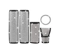 TOTMOX Car Shifter Gear Hand Brake Covers, Bling Bling Rhinestones Crystal Car Seat Belt Cover Shoulder Pads, Auto Interior Accessories, Car Protective Cover Kit