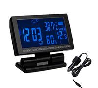 TOTMOX Multifunction Digital Car Thermometer, Digital Interior Humidity Monitor with Temperature °C/°F Fahrenheit Dual LCD Display, Battery Monitor and Clock Function