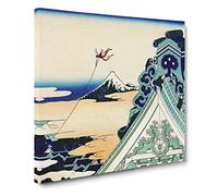 Toto Asakusa Honganji by Katsushika Hokusai Asian Japanese Canvas Wall Art Print Ready to Hang, Framed Picture for Living Room Bedroom Home Office Décor, 20x20 Inch (50x50 cm)