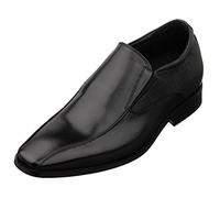 TOTO Men's Invisible Height Increasing Elevator Shoes - Black Leather Slip-on Formal Dress Loafers- 2.2 Inches Taller - Y6361 - Size 9 UK