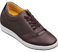 TOTO Men's Invisible Height Increasing Elevator Shoes - Dark Brown Leather/Mesh Lace-up Casual Fashion Sneakers - 3.2 Inches Taller - A53271 brown Size: 11.5
