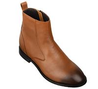 TOTO Men's Invisible Height Increasing Elevator Shoes - Light Brown Leather Slip-on Chelsea Boots - 2.6 Inches Taller - K33094 - Size 7 UK