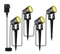 Totofac Garden Spike Lights, 12V 18W Pathway Lights 4-Pack COB LED Garden Spotlights，Ip65 Waterproof Outdoor Landscape Spotlights with Spike Stand for Garden, Yard, Lawn(Warm White) (12, Watts)
