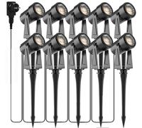 Totofac Outdoor LED Spotlight, 10 Pack Garden Lamp 4x3W 1200LM, Waterproof IP65 Outdoor Spot Lighting, Warm White (10-in-1)