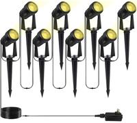 Totofac Outdoor LED Spotlight, 8 Pack Garden Lamp 4x3W 1200LM, Waterproof IP65 Outdoor Spot Lighting, Warm White (8-in-1)