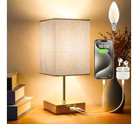 Totofac Touch Bedside Table Lamp, Touch Control Table Lamp with USB-C＆USB-A Charging Ports, Lamps 3 Way Dimmable, Small Lamp Grey Flaxen Fabric Shade for Bedroom，Dimmable Bulb Included